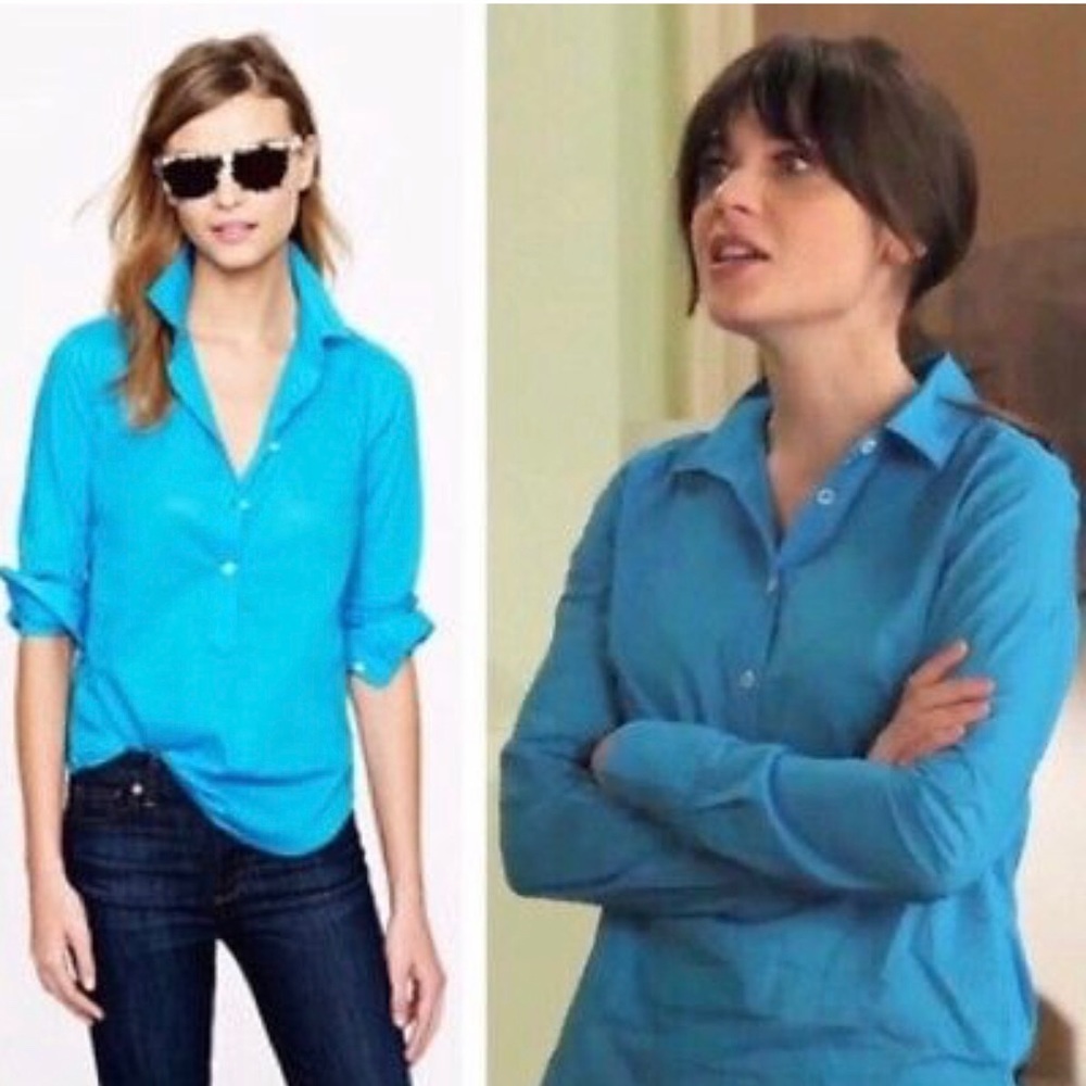 J. Crew Indian Voile Popover Pagoda Blue Sz 14